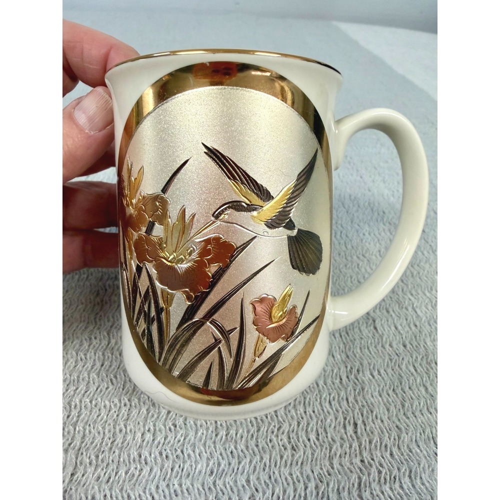 Dynasty Gallery Original Chokin Collection Hummingbird Mug 24KT Gold Trim Japan